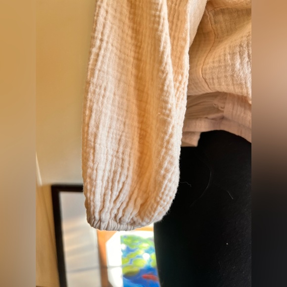 Hyfve cotton cropped tie colored shirt size large cream colored - Picture 4 of 9